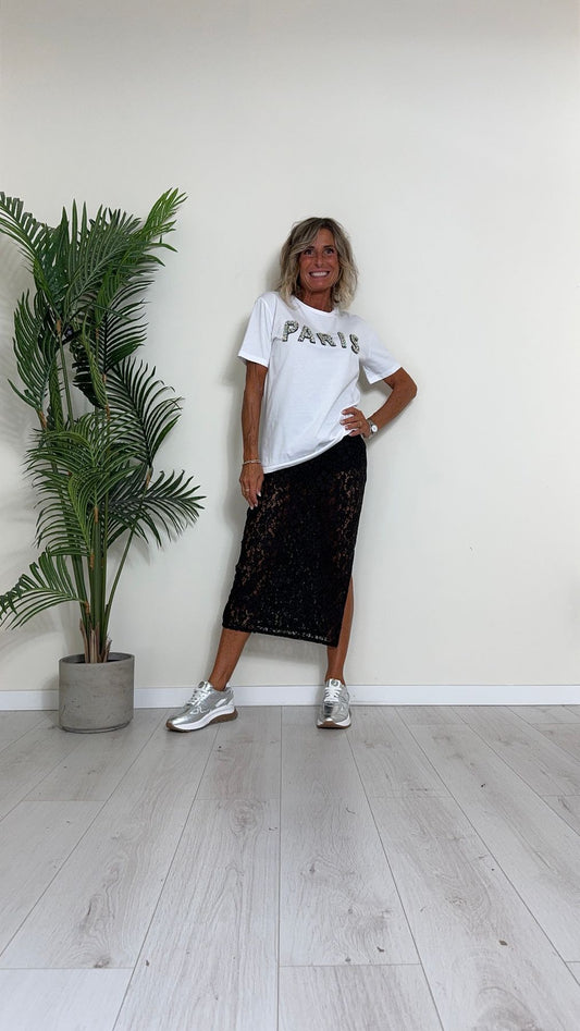 TENSIONE IN - 34734 - T-SHIRT PARIS+ STRASS
