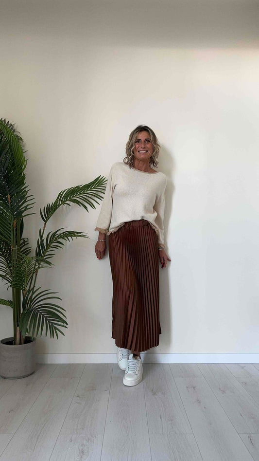 TWEED - 62008P22 - MAGLIA COTONE GREZZO CON FRANGINE