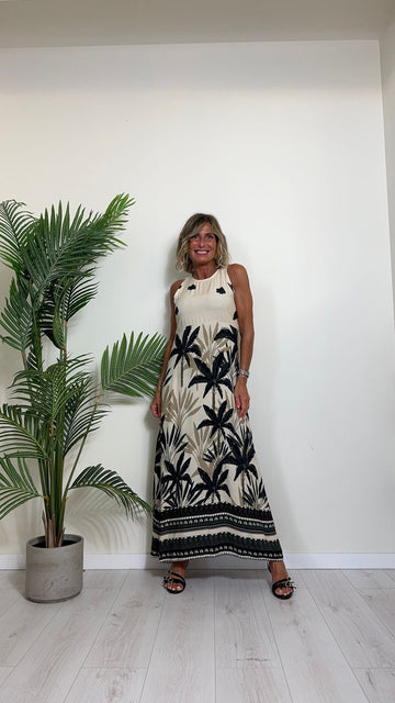 DAFNE - 245071P29 - ABITO LUNGO 100%VISCOSA SLIM FIT SPALLA LARGA FANTASIA