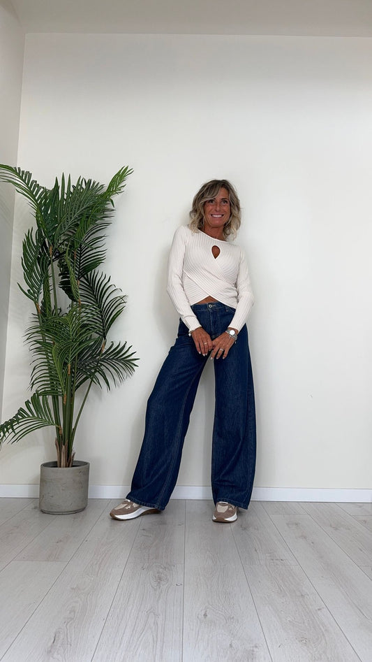 VICOLO - 22099S - MAGLIA COSTINE IN VISCOSA MOTIVO A GOCCIA INCROCIATO