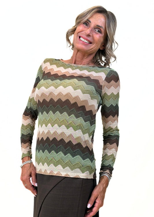 Impeto - Maglia Misto Cashmere Stampa Zigzag