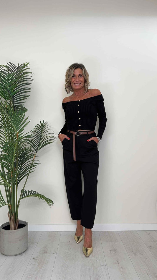 PLEASE - P2WQOH1000 - PANTALONE PUNTO MILANO LEGGERO, VITA ELASTICATA, TASCA A FILO