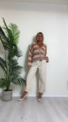 D'ELLE - RKW2411 - CARDIGAN RIGHE LUREX, LANA/VISCOSA, BOTTONI A PRESSIONE A SCOMPARSA