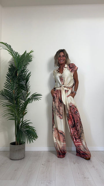 VICOLO - TB2576 - CAMICIA FANTASIA 100%VISCOSA CON NODO