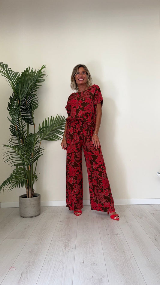 DAFNE - BL34P23 - BLUSA VISCOSA A SCATOLA, FANTASIA FOGLIE