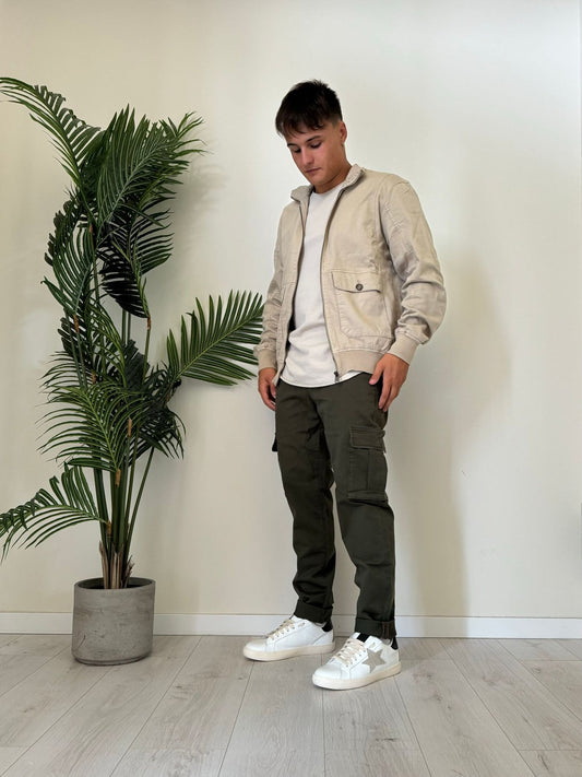 ALCOTT - GB4703UOAY - GIUBBOTTO/BOMBER MISTO LINO CON TASCHE