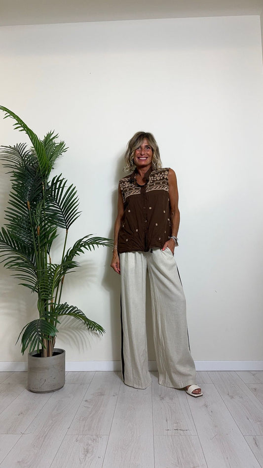 DAFNE - 8965988P24 - CAMICIA 100% MUSSOLA COTONE CON RICAMI, SMANICATA