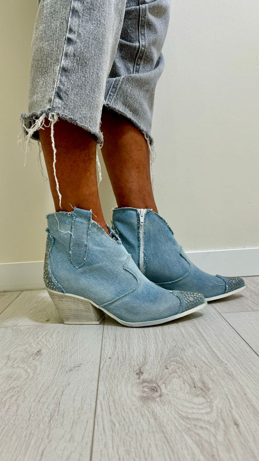 DIVINE FOLLIE - DFP107P58 - TEXANO DENIM CHIERO SLAVATO TACCO 9CM
