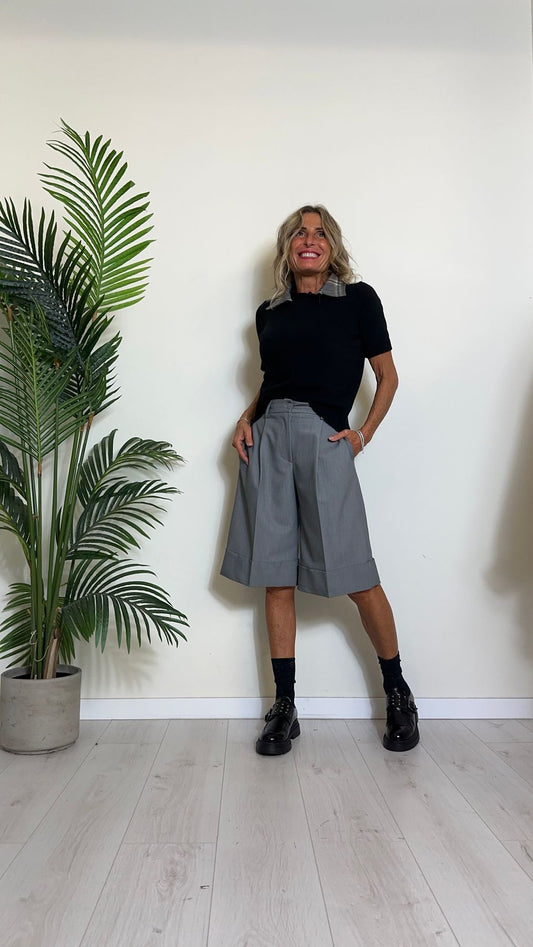 VICOLO - 77182 - MAGLIA LANA/VISCOSA CON COLLETTO STACCABILE SCOZZESE