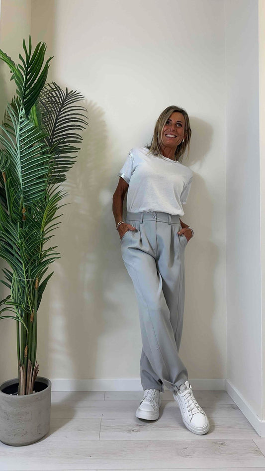 DAFNE - 6028PP28 - PANTALONE SLOUCY FLUIDO 1 PINCES, BOTTONE FONDO