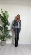 D'ELLE - RKW2411 - CARDIGAN RIGHE LUREX, LANA/VISCOSA, BOTTONI A PRESSIONE A SCOMPARSA