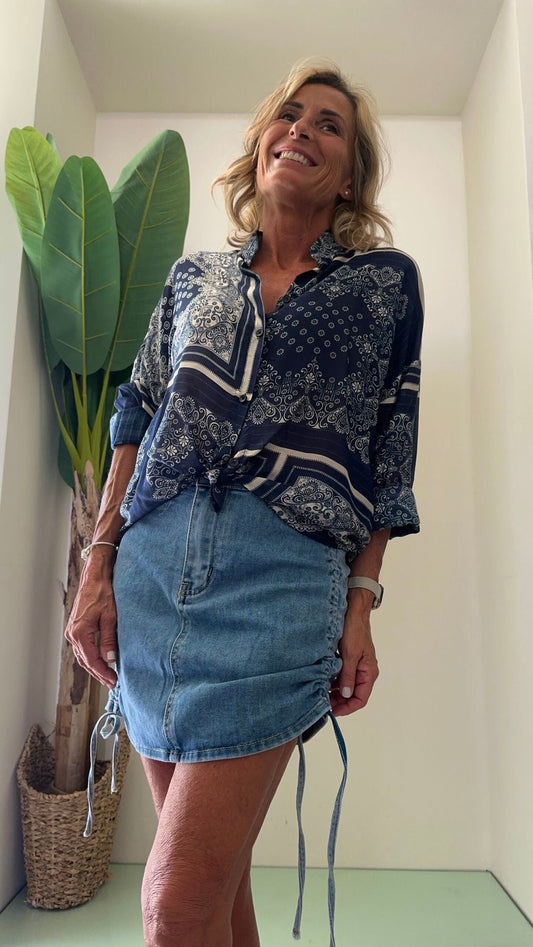 DAFNE - CASE33P28 - CAMICIA SETA STAMPA BANDANA