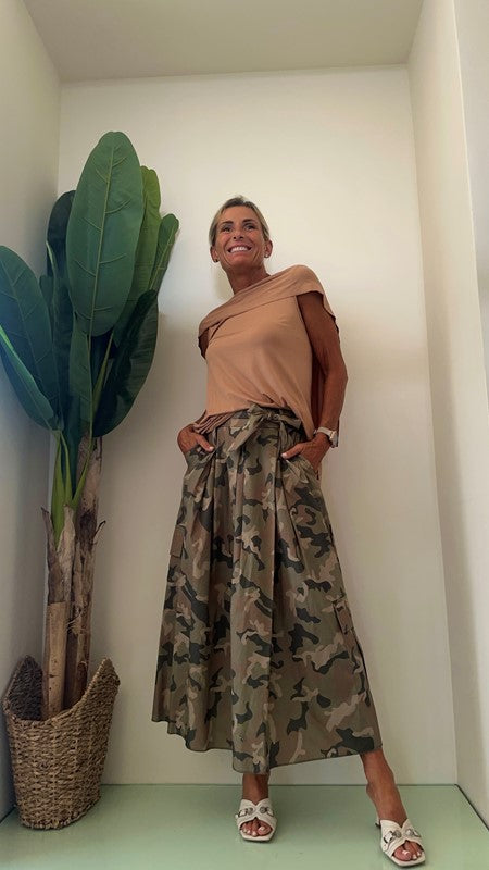 LALTERNATIVASTYLE - 1809P23 - GONNA CAMOUFLAGE CON TASCHE