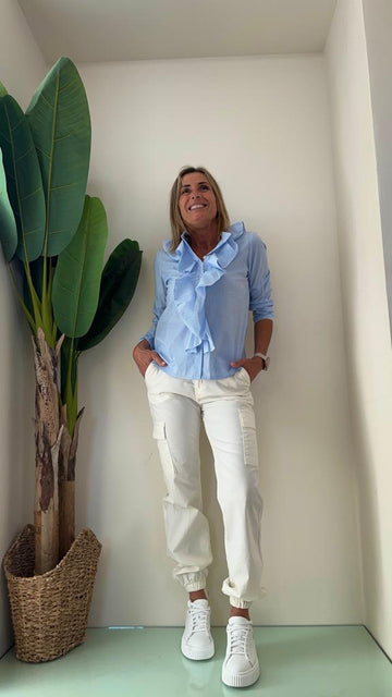 SUSYMIX - 23550R - CAMICIA COREANA RIGHE C/ROUCHES