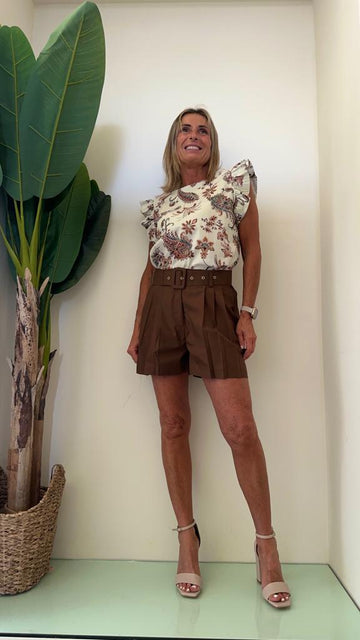 DAFNE - AP001P25 - SHORT POPELINE CON CINTURA