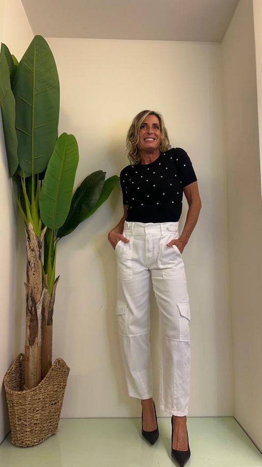 DAFNE - 6977P34 - PANTALONE CARGO EL.DIETRO, FONDO SLIM