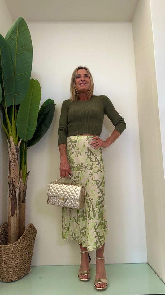 VICOLO - 22073E - MAGLIA COSTINE CROP M/LUNGA