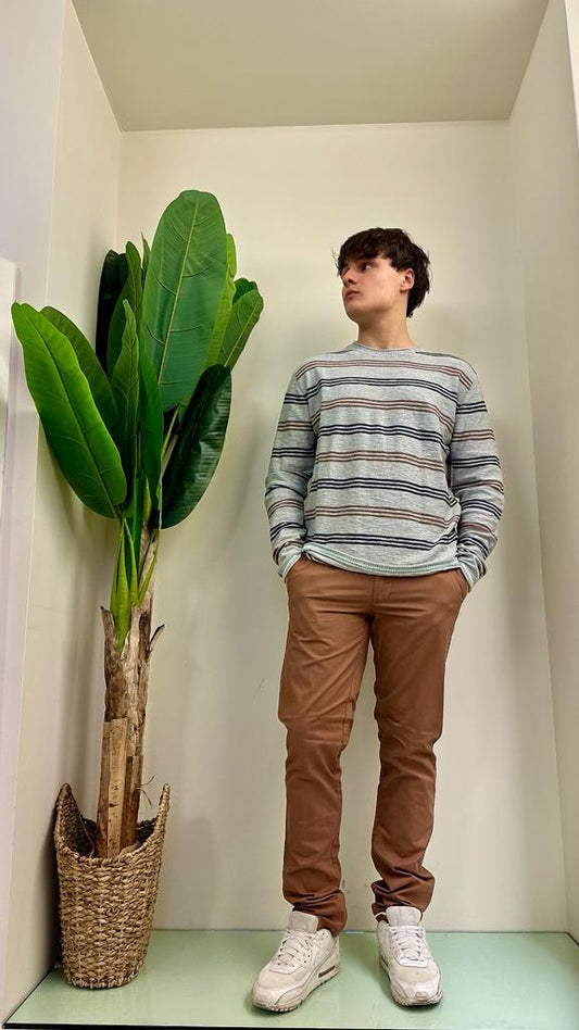 ALCOTT - MA14060UOY13R - MAGLIA PULL COTONE RIGHE