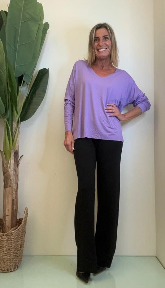 SUSYMIX - 83802 - T-SHIRT VISCOSA OVER V TAGLIO LASER