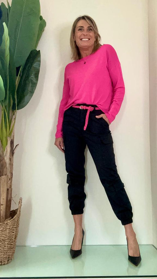 DAFNE - ZS88009P24 - MAGLIA VISCOSA STONDATA CON ORLINO FIT MEDIO