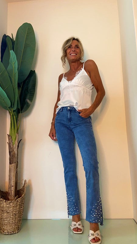 SUSYMIX - 23334 - TOP RASO INSERTO PIZZO