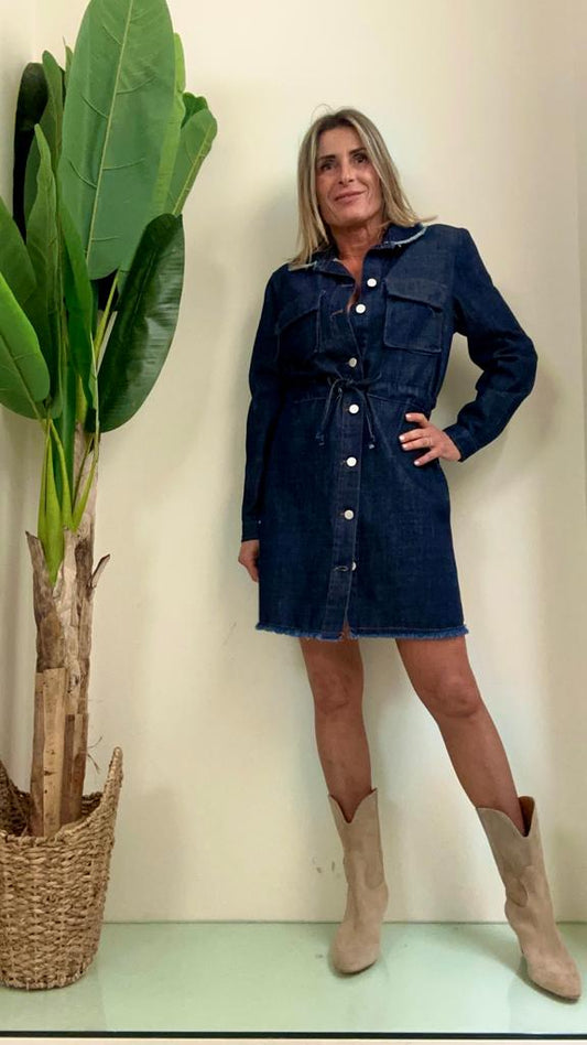 CHERRY BLUE - 3516P28 - ABITO DENIM COULISSE