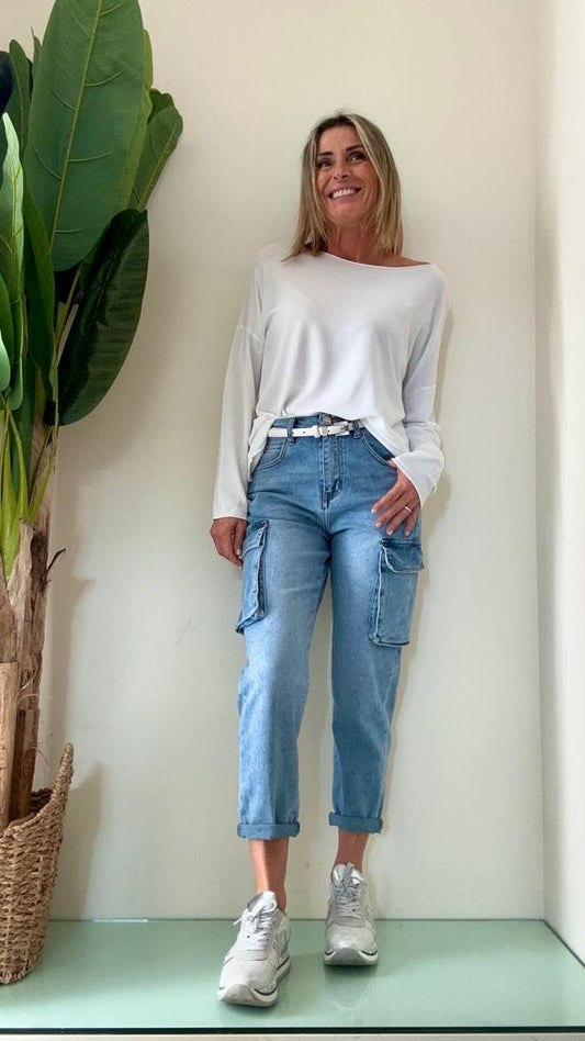DAFNE - 6044P32 - JEANS CARGO TASCHE FONDO SLIM