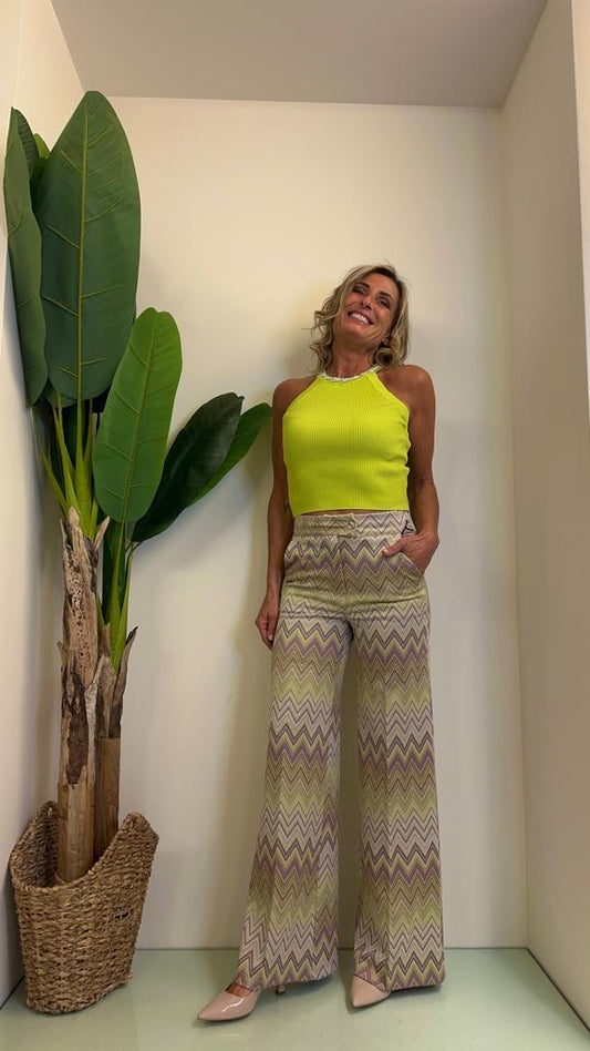 DAFNE - 55079 - PANTALONE PALAZZO FANTSIA ZIG ZAG