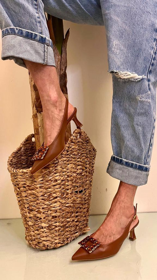 OVYE' - ACL440NNAPP60 - SLING BACK NAPPA CLIP PIETRE TACCO 6