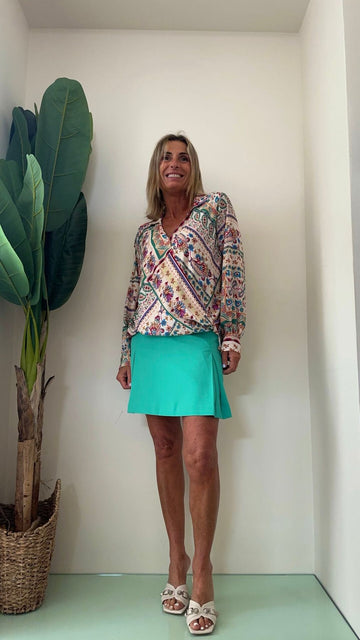 VENTISEI - 13800P19 - CAMICIA SCOLLO INCROCIATO FANTASIA