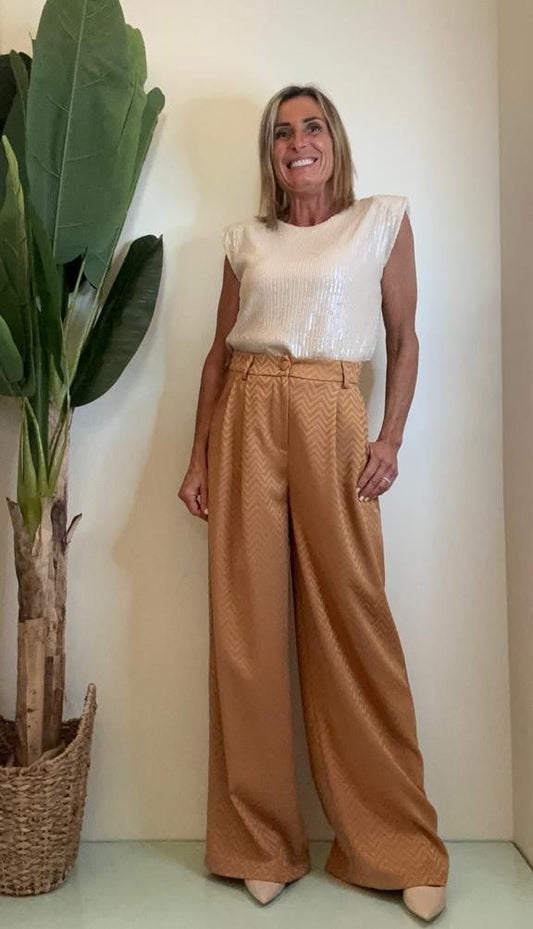 GIORGIA & JHONS - 60061SS23 - PANTALONE PALAZZO JAQUARD 2 PINCES