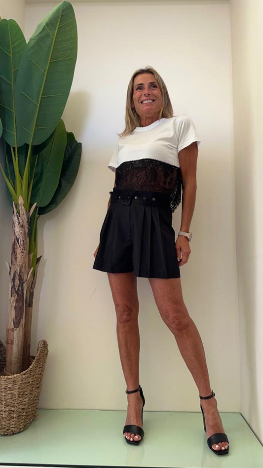 DAFNE - AP001P25 - SHORT POPELINE CON CINTURA