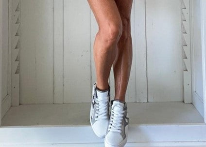 DIVINE FOLLIE - 103D - SNEACKER ALTA PELLE +STELLA +INSERTI CAMOSCIO