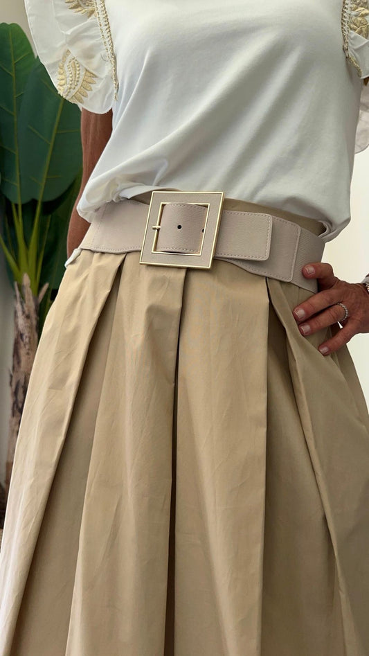 DAFNE - CINTQUADPROFOROP8 - CINTURA SEMIELASTICA FIBBIA QUADRATA PROFILI ORO