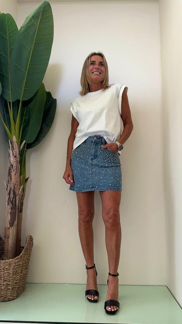 DAFNE - CHG6189P26 - GONNA JEANS BORCHIETTE