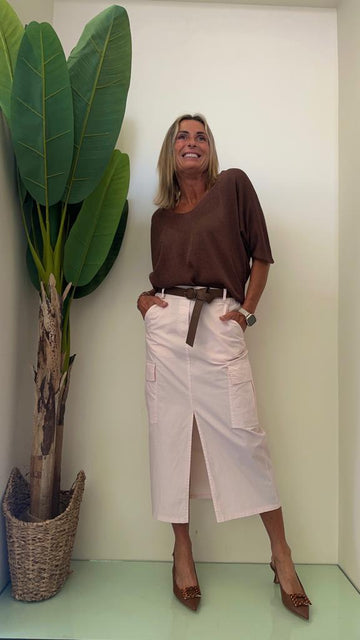 TENSIONE IN - GO6985 - GONNA LUNGA SPACCO C/TASCHE E CINTURA