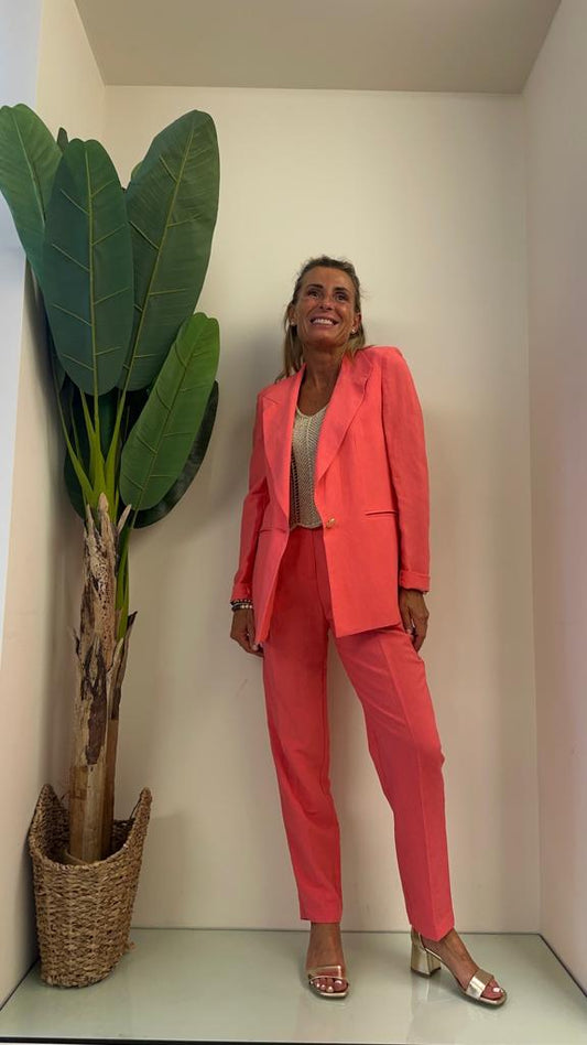 GIORGIA & JHONS - 60492SS23 - GIACCA LINO/VISCOSA 1 BOTTONE MILITARY ORO