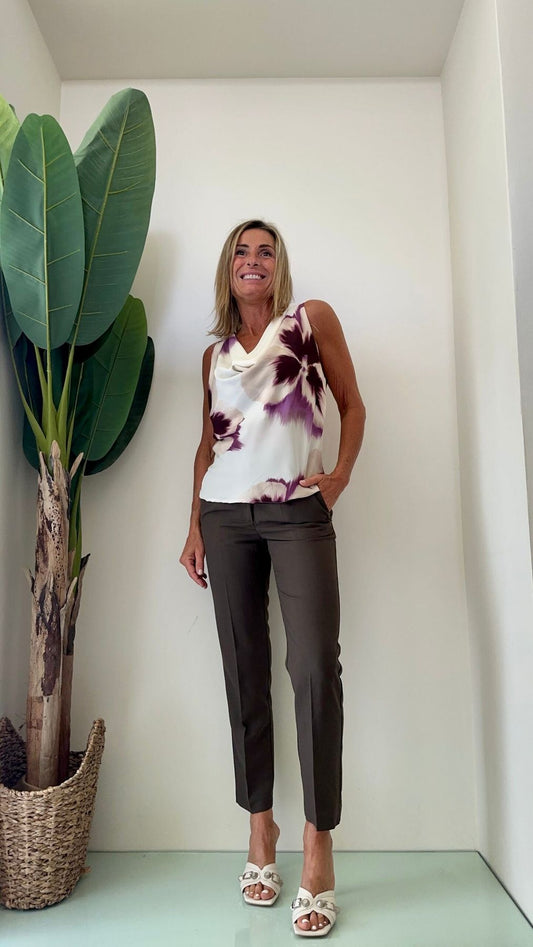 IMPERIAL - RFI0FVD - TOP RASO SCOLLO SCESO FANTASIA FIORE