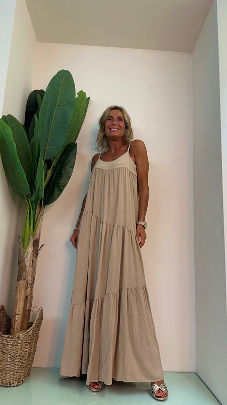 LALTERNATIVASTYLE - 1661P26 - ABITO LUNGO VISCOSA CON BALZE E SPALLINE REGOLABILI