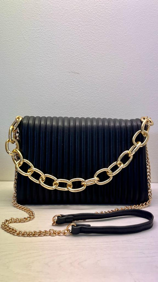 ANTONELLO SERIO - 31A72024 - CLUTCH TRACOLLA CATENA E TRAPUNTATURA RIGA IN RILIEVO