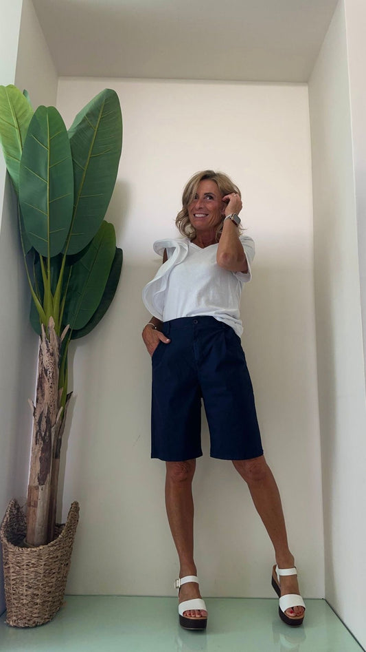 DAFNE - M0164P20 - T-SHIRT ROUCHES POPELINE LATERALE