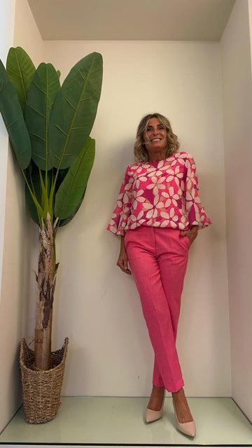 VENTISEI - 10582P20 - BLUSA VISCOSA FIORI ELASTICO NASCOSTO ORLO