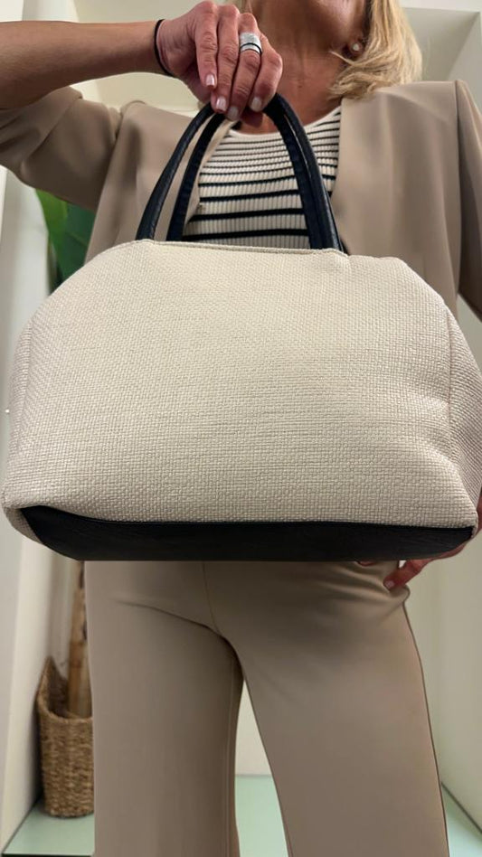 ANTONELLO SERIO - 31A80114P35 - BAULETTO RAFFIA E PELLE CON TASCA