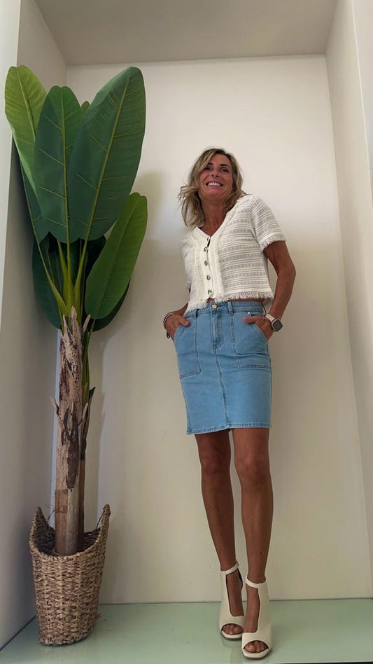 GIORGIA & JHONS - 60358SS23 - GONNA JEANS ELASTICIZZATA TASCHE RILIEVO