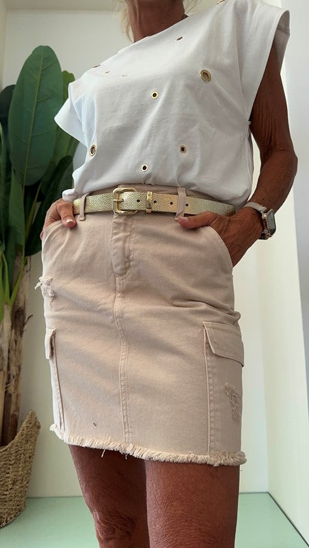 DAFNE - CT7254P8 - CINTURA PELLE FIBBIA QUADRATA ORO