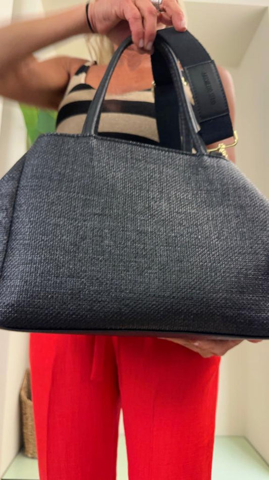 ANTONELLO SERIO - 31A80114P35 - BAULETTO RAFFIA E PELLE CON TASCA