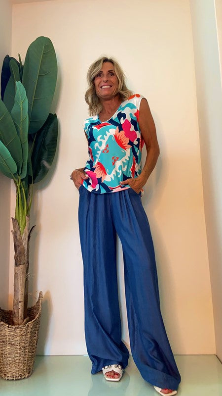 IMPERIAL - REH0FVT - BLUSA SMANIC. RASO FANTASIA OCEANO