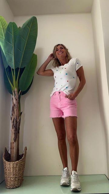 DAFNE - 19401P22 - T-SHIRT SLIM CON CABOCHON