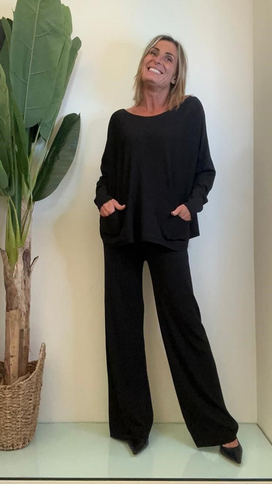 GIORGIA & JHONS - 60104SS23 - PANTALONE PALAZO VISCOSA ELASTICO VITA