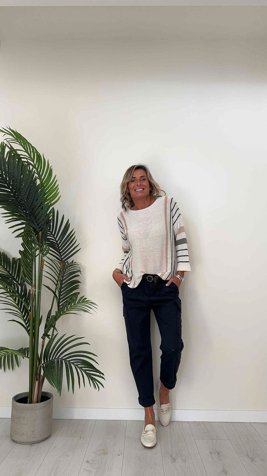 DAFNE - I5441P27 - PULL COTONE GREZZO RIGHE VERTICALI